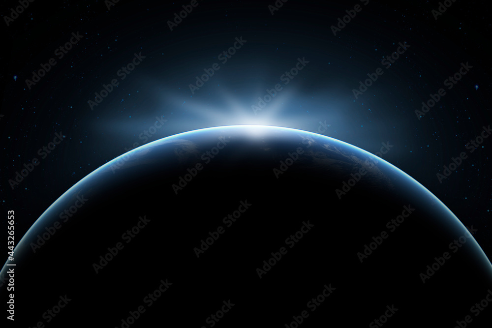 Wall mural outer space. the surface of the planet earth in deep space. night on the planet. view from orbit. el