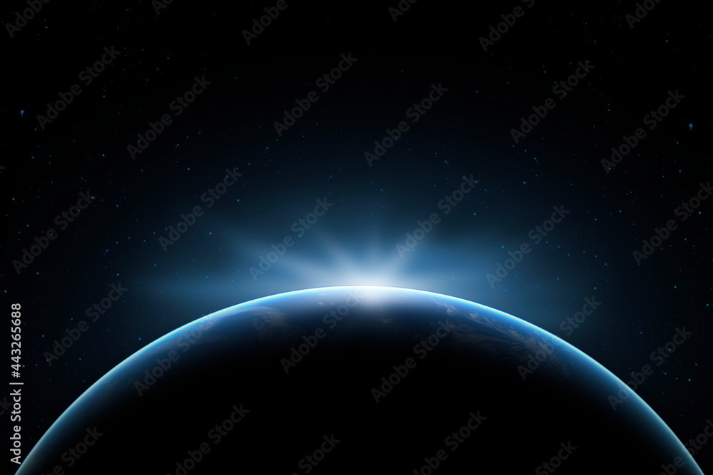 Wall mural outer space. the surface of the planet earth in deep space. night on the planet. view from orbit. el