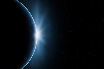 Outer space. The surface of the planet Earth in deep space. Night on the planet. View from orbit....