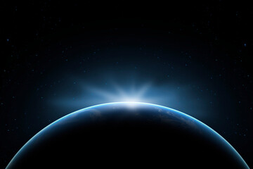 Outer space. The surface of the planet Earth in deep space. Night on the planet. View from orbit....