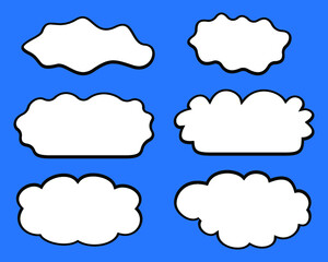 Cloud icons isolated on a blue background