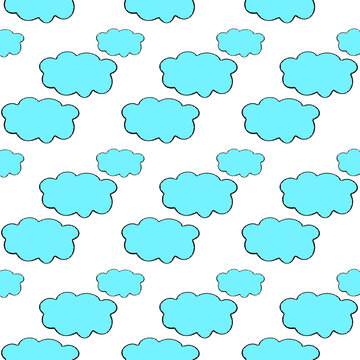 Clouds Seamless pattern. Abstract blue cartoon background