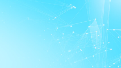 Abstract blue white polygon tech network with connect technology background. Abstract dots and lines texture background. 3d rendering.
