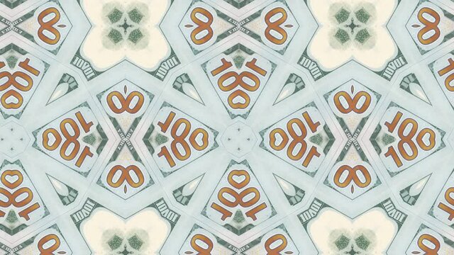 Abstract pattern with US dollar bills on an dynamic background. Seamless loop of creative motion graphics