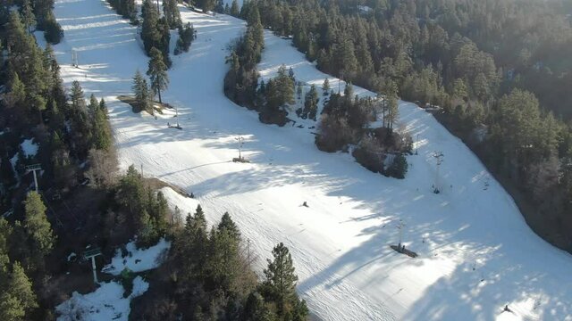 Aerial Shot Big Bear Ski Resort San Bernardino Mountains Forward California USA