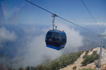 Mount Babadag and the new funicular , Oludeniz beach, Turkey