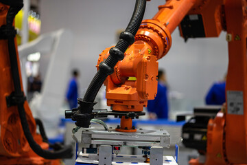 robot arm working in factory