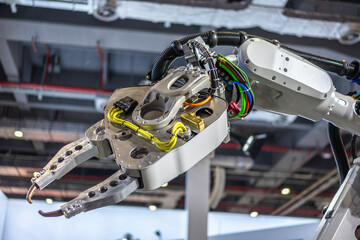 robot arm working in factory