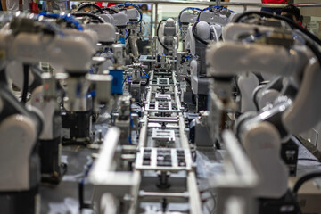 robot arm working in factory