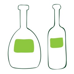 Doodle glass bottle. Set of simple vector illustration.