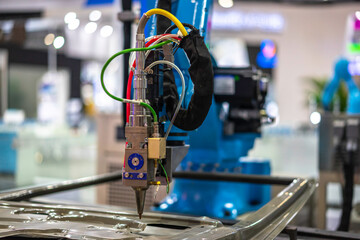 robot arm working in factory