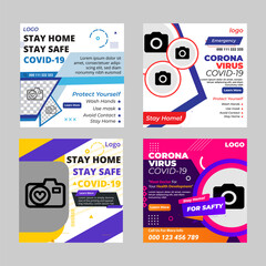 Covid-19 Coronavirus Social Media Banner Post Templates, Social Media Design, Social Media Post Template, Covid-19 Social Media Pack 