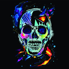 cool skull art premium design vector illustration for use in design and print poster canvas
