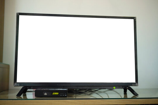 Big flat LCD Television with a blank screen