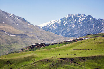 Fototapeta na wymiar Lezgi village Kurush in Dagestan - the highest mountain settlement in Europe
