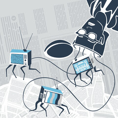 Vector Illustration of TV in the Head