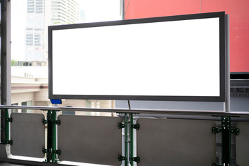 Fototapeta premium Empty White Billboard on train station