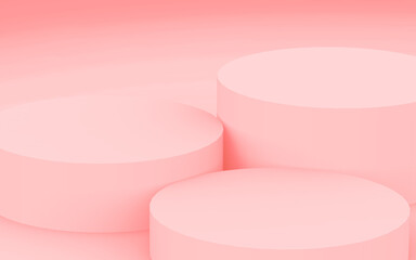 Abstract 3d pink color cylinder podium minimal studio background.