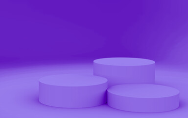 Abstract 3d purple violet color cylinder podium minimal studio background.
