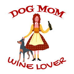 dog mom wine lover two tone mug design vector illustration for use in design and print poster canvas
