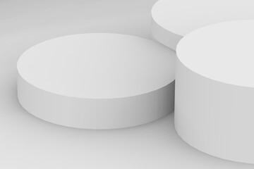 3d gray white cylinder podium minimal studio background. Abstract 3d geometric shape object illustration render.