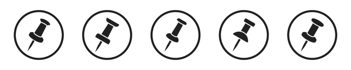 push pin icon set. push pin sign isolated on white background, Vector illustration