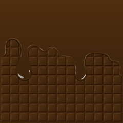 Dark chocolate pattern and dripping chocolate, vector illustration