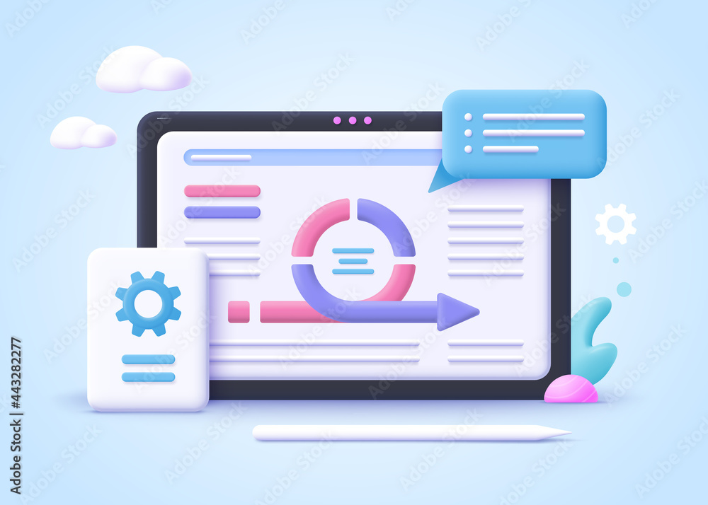 Poster concept of agile project management, agile software development . 3d realistic vector illustration.