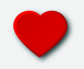 Red heart isolated on white background. 3D Vector. Valentine's Day concept.