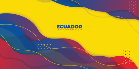 Ecuador Independence Day with red and blue abstract background design.