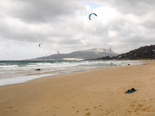 Tarifa, Spain, Kitesurfers