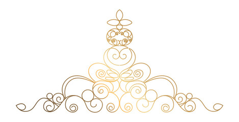 Royal gold ornament, wallpaper design element. Muslim pattern. Abstract vector background. Line art.