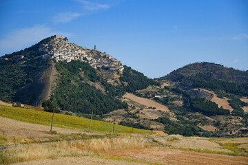 Fototapeta na wymiar Panoramic view of Sant'Angelo di Puglia, a medieval village in the Puglia region in Italy.