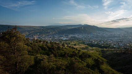 Fototapeta premium Beautiful view of Tbilisi at sunset, capital of Georgia