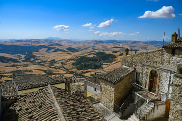 Obraz premium Panoramic view of Sant'Agata di Puglia, a medieval village in southern Italy.