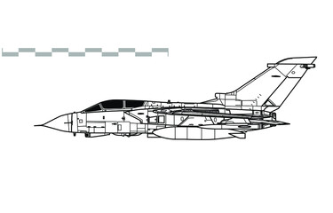 Panavia Tornado GR4. Vector drawing of multirole combat aircraft. Side view. Image for illustration and infographics.