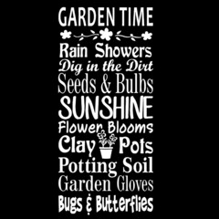 garden time rain showers seeds and bulbs sunshine flower and blooms on black background inspirational quotes,lettering design