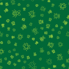 Fototapeta na wymiar Set line Chafer beetle, Spider and on seamless pattern. Vector