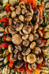 Delicious appetizers at a wedding close up