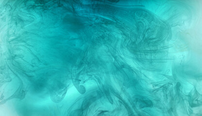 Abstract blue-green ocean, paint in water background. swirl of splashes and waves in motion. Fluid art wallpaper, liquid vibrant colors