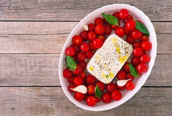 Healthy vegetarian italian feta pasta