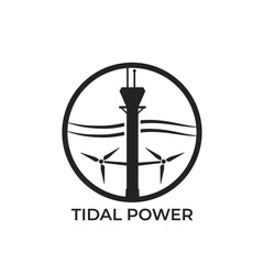 tidal power round logo. eco friendly industry. alternative, sustainable and renewable energy symbol