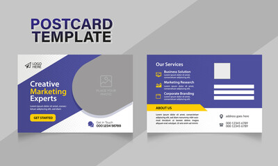 Corporate business postcard design template with creative modern layout Postcard Template.