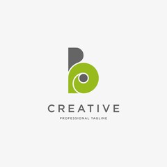 Abstract logo B letter leaf sign organic icon vector design. Logotype for natural bio product.