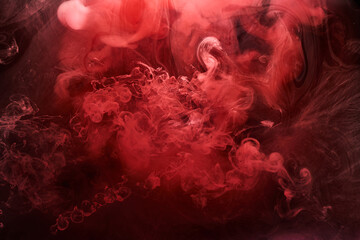Abstract red ocean, paints in water, vibrant bright smoke wallpaper