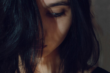 Portrait of a beautiful sad girl.