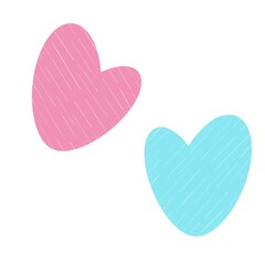 set of colored hearts hand drawn digital illustration