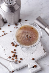 Espresso Martini cocktails with coffee beans