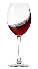 red Wine in glass isolated on white background, full depth of field, clipping path