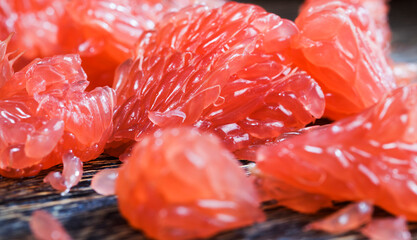 peeled pink grapefruit